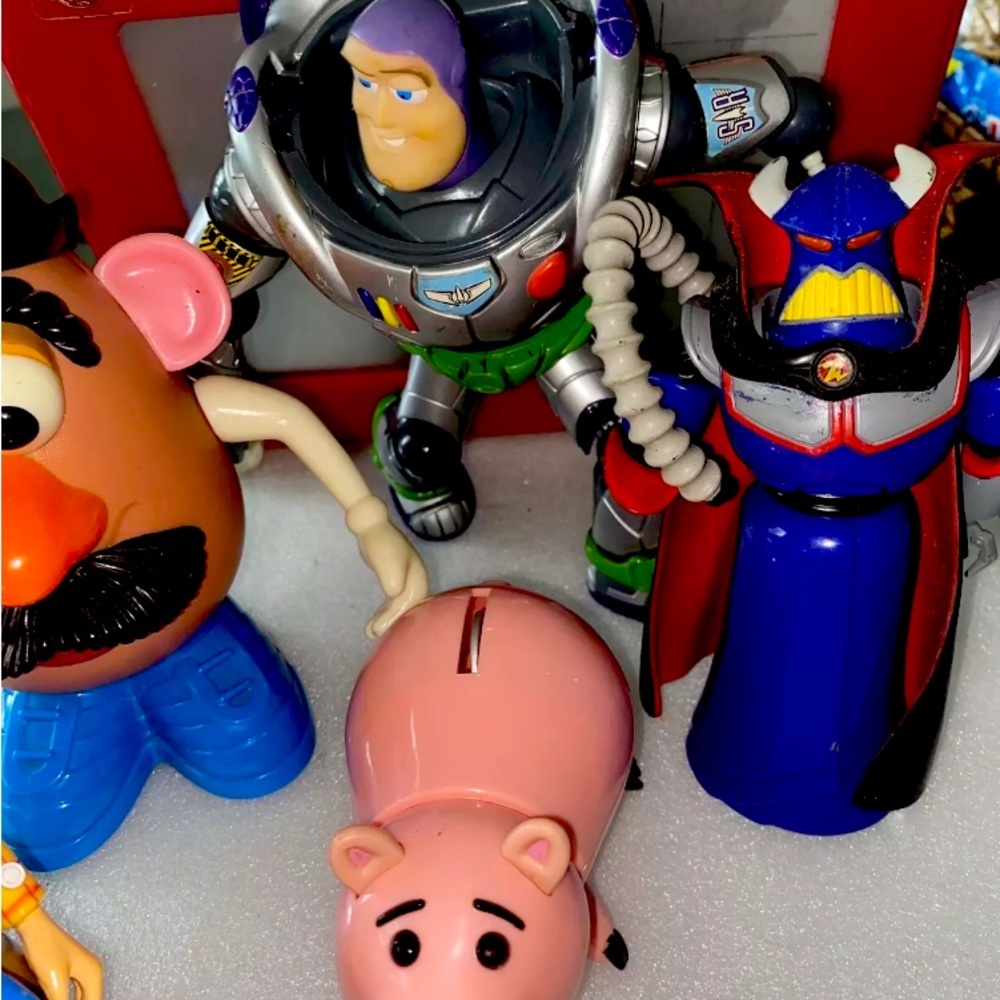 toy story  Toys Rare Collectable Buzz Zurg Woody Potato Head Pig Etch 1990 lot